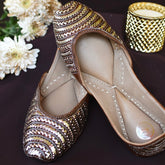 Mysa Brown & Silver Mukaish Work Jutti